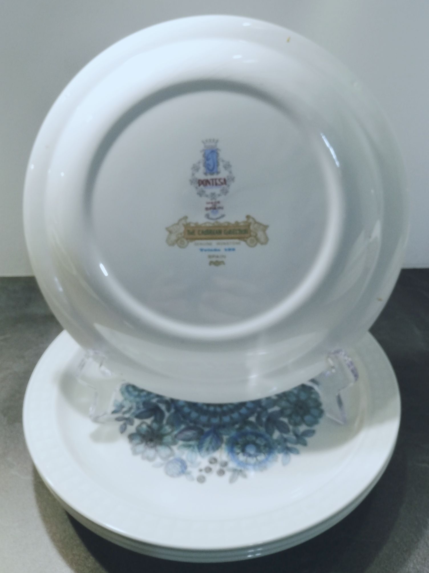 Set of 4 flat plates in Spanish porcelain Pontesa