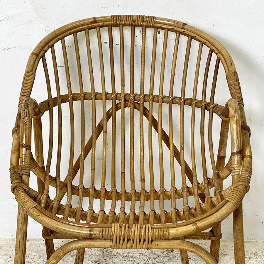 Vintage rattan armchair 60's