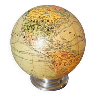 Globe terrestre Art Déco en verre et métal avec éclairage fonctionnel