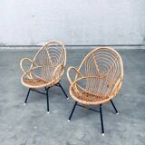 Set of Rattan Lounge Chairs attributed to Rohe Noordwolde, 1960s