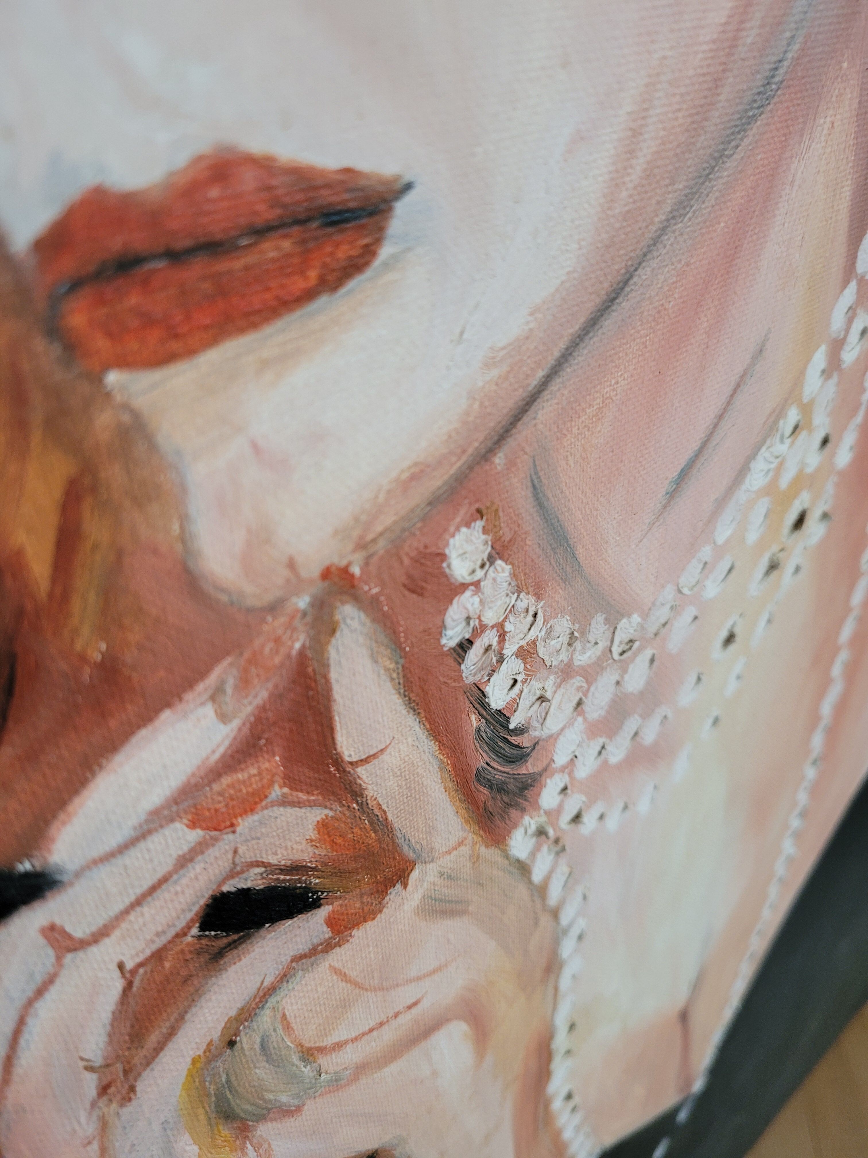 Portrait signed painting on canvas