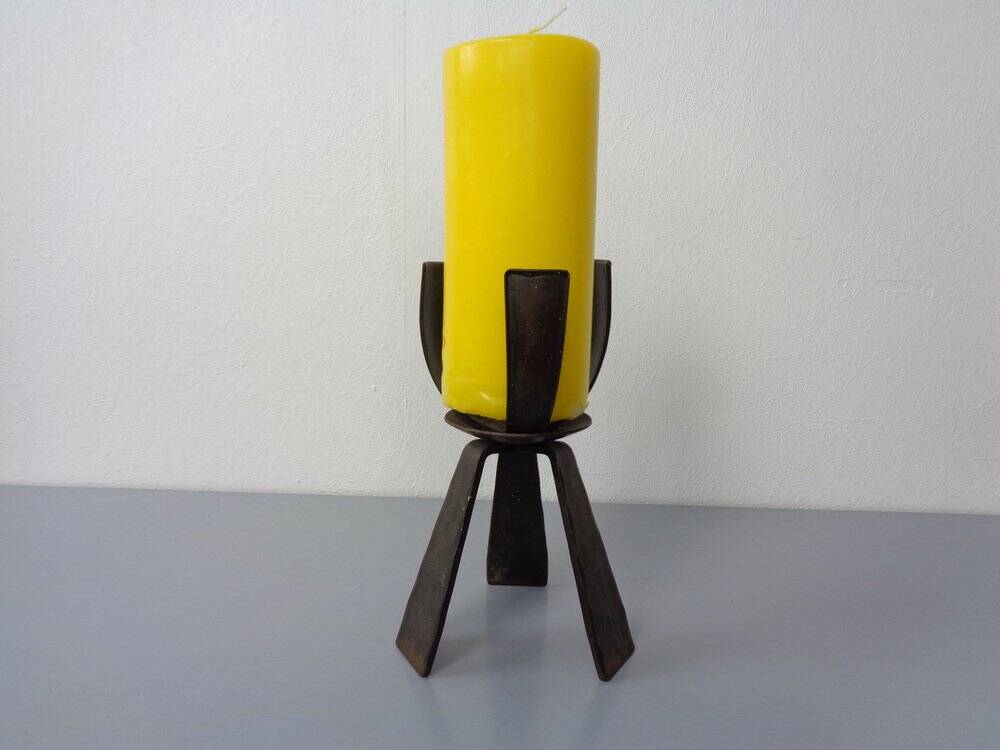 Brutalist Iron Candleholder, Germany, 1960s