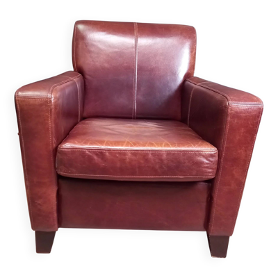 Fauteuil club en cuir de vache, fauteuil club vintage
