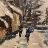 Animated snowy landscape from the early 20th century