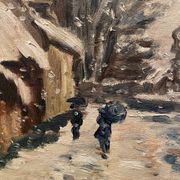 Animated snowy landscape from the early 20th century