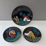 Collection of 3 wall plates 50's, ceramic plates, westgerman pottery