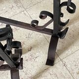 Pair of vintage steel brutalist andirons