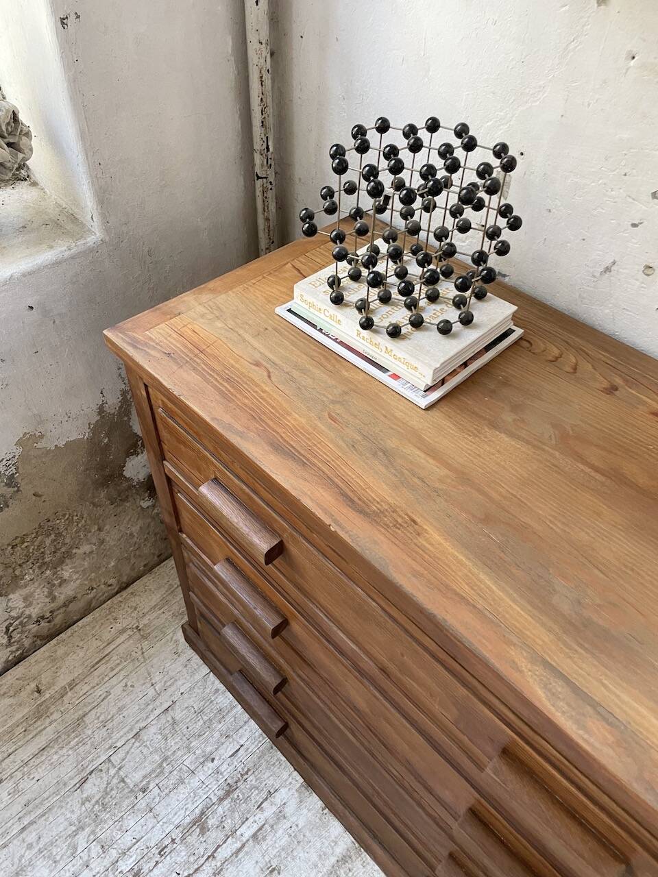 50s pitch pine haberdashery cabinet