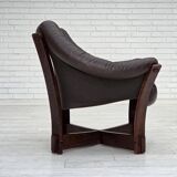 1970s, Scandinavian lounge chair, furniture leather, oak wood.