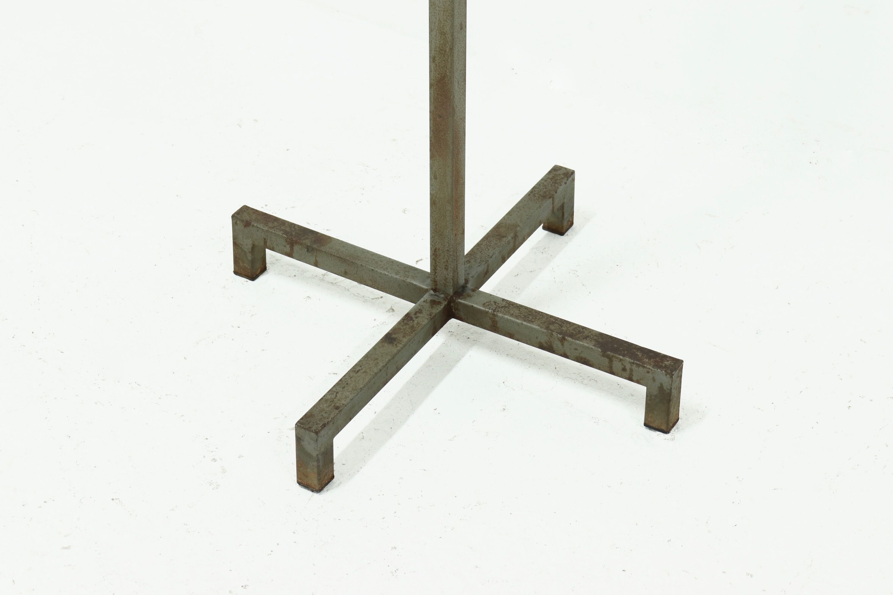 Industrial Belgium Steel and Teak Free Standing Coat Rack 1950s