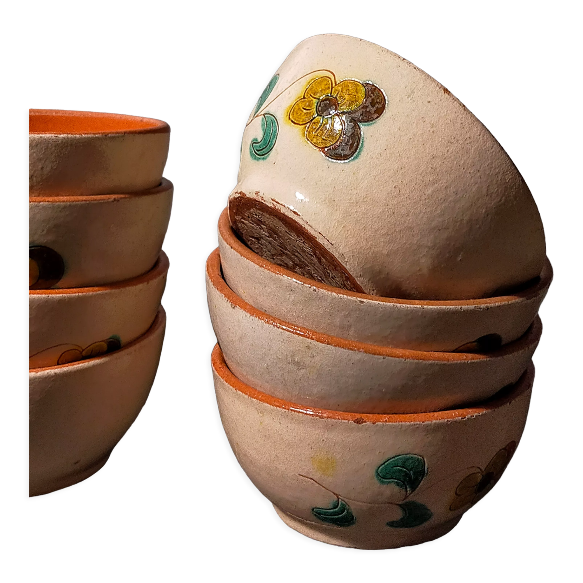 PRODUCT POP UP CHRISTMAS 2022 Four small potter's bowls in vintage enamelled earth