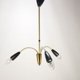 Italian 3 Armed Chandelier with Brass, 1960s