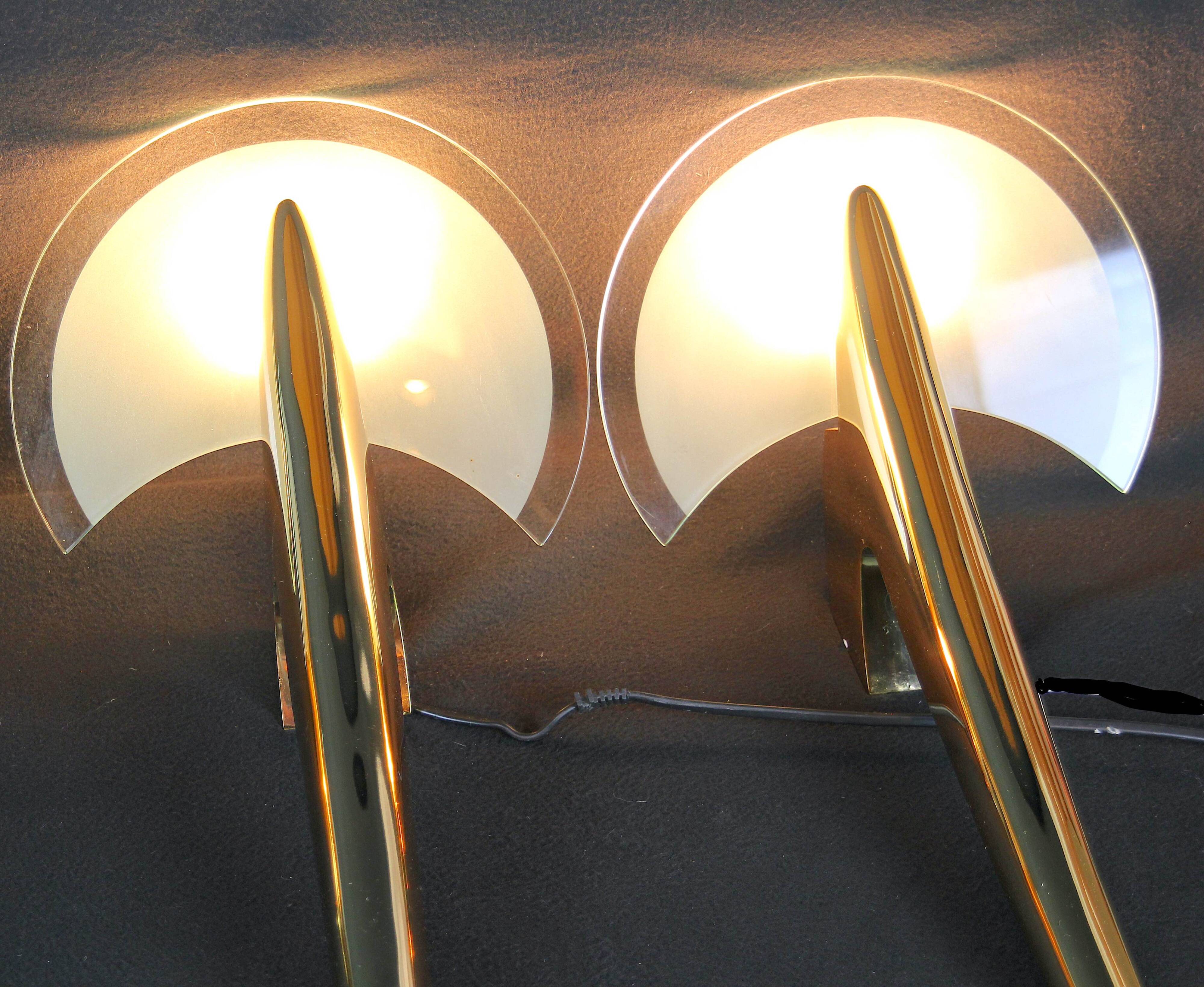 Metalarte - TallerUno by Joan Auger, Large pair of metal and glass wall lights Spain