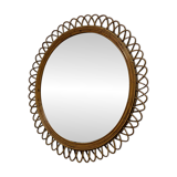 Large mirror from the 1950s. Made of bamboo. Vintage design in the Bonacina style.