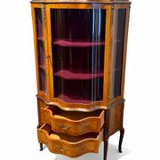 Antique Louis XV style display cabinet with marquetry, circa 1900.