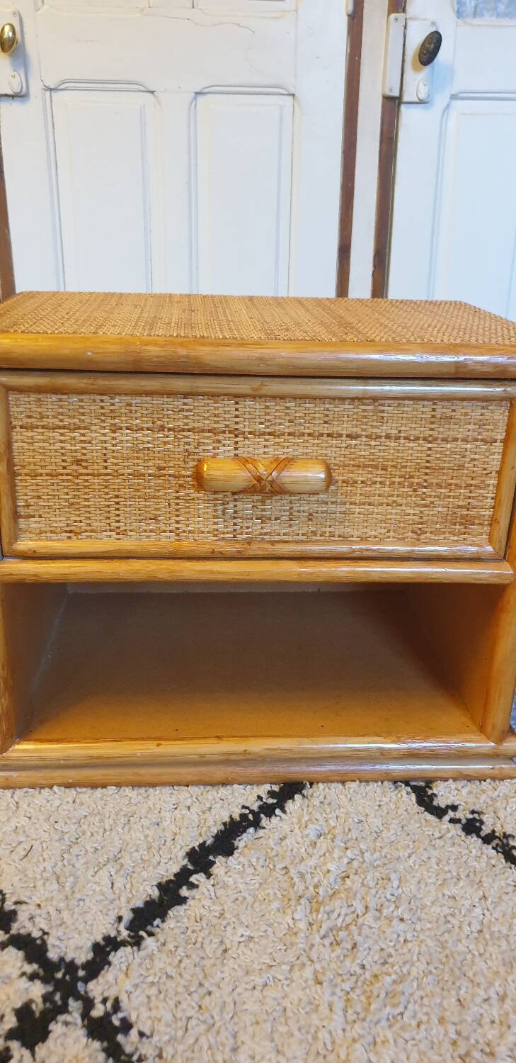 Pair of rattan bedside tables