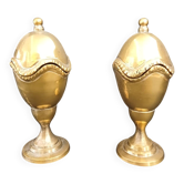 Pair of antique brass egg cups