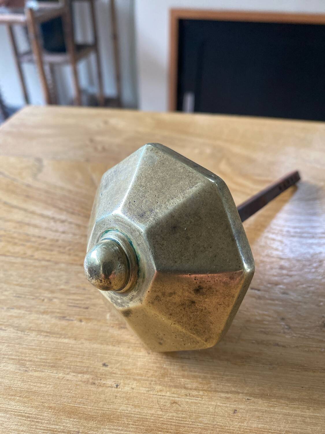 Octagonal brass door handle