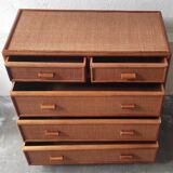 Chest of drawers 5 drawers wood and cannage – 80s