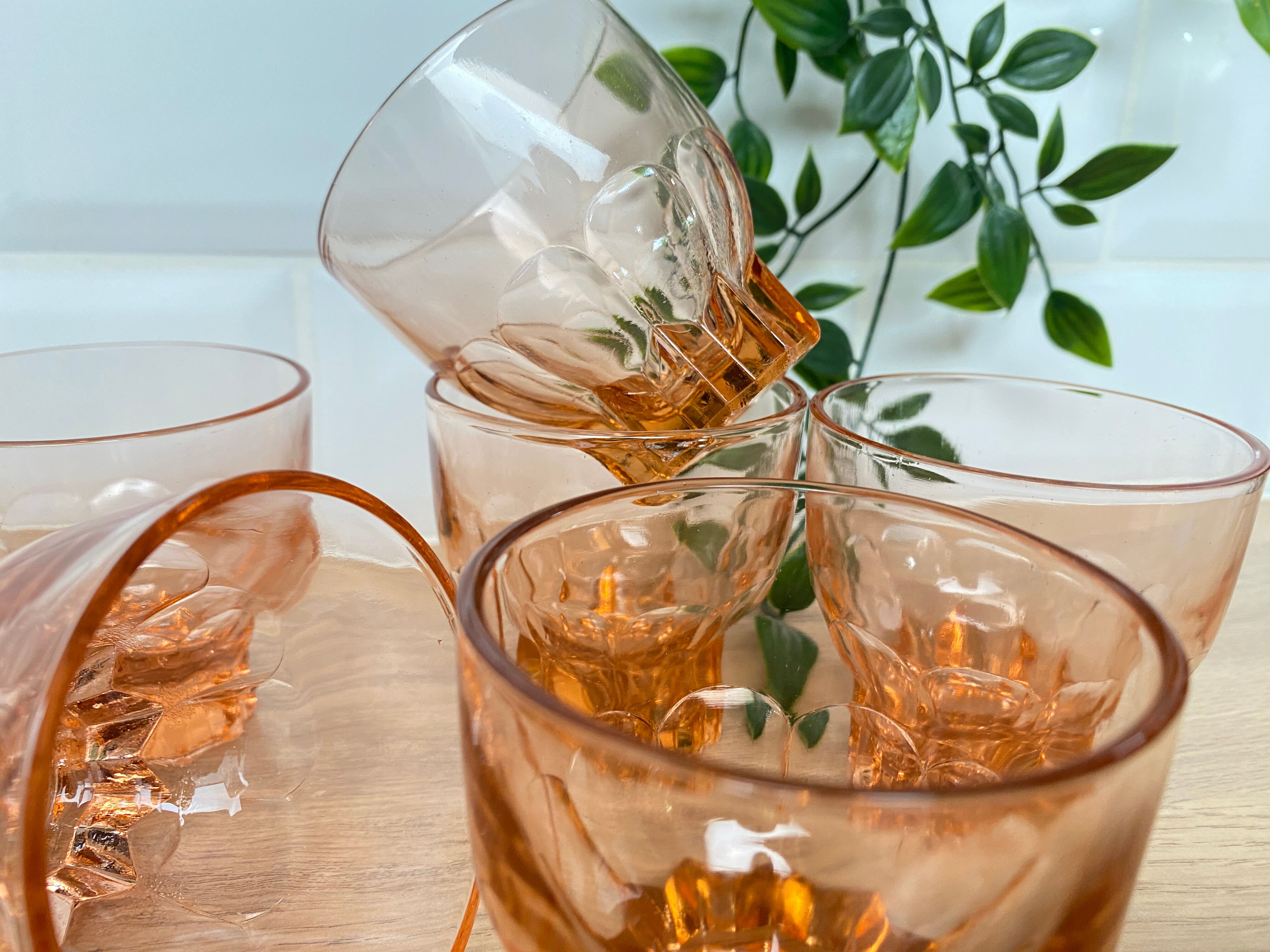 Set de 6 verres vintage Luminarc étoile rose