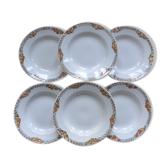 Set of 6 hollow plates of Céranord St Amand model Cotentin