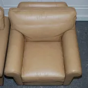 Brown Leather Latte Armchairs by Multi York England, Set of 2