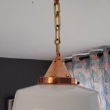 Old copper and opaline chandelier