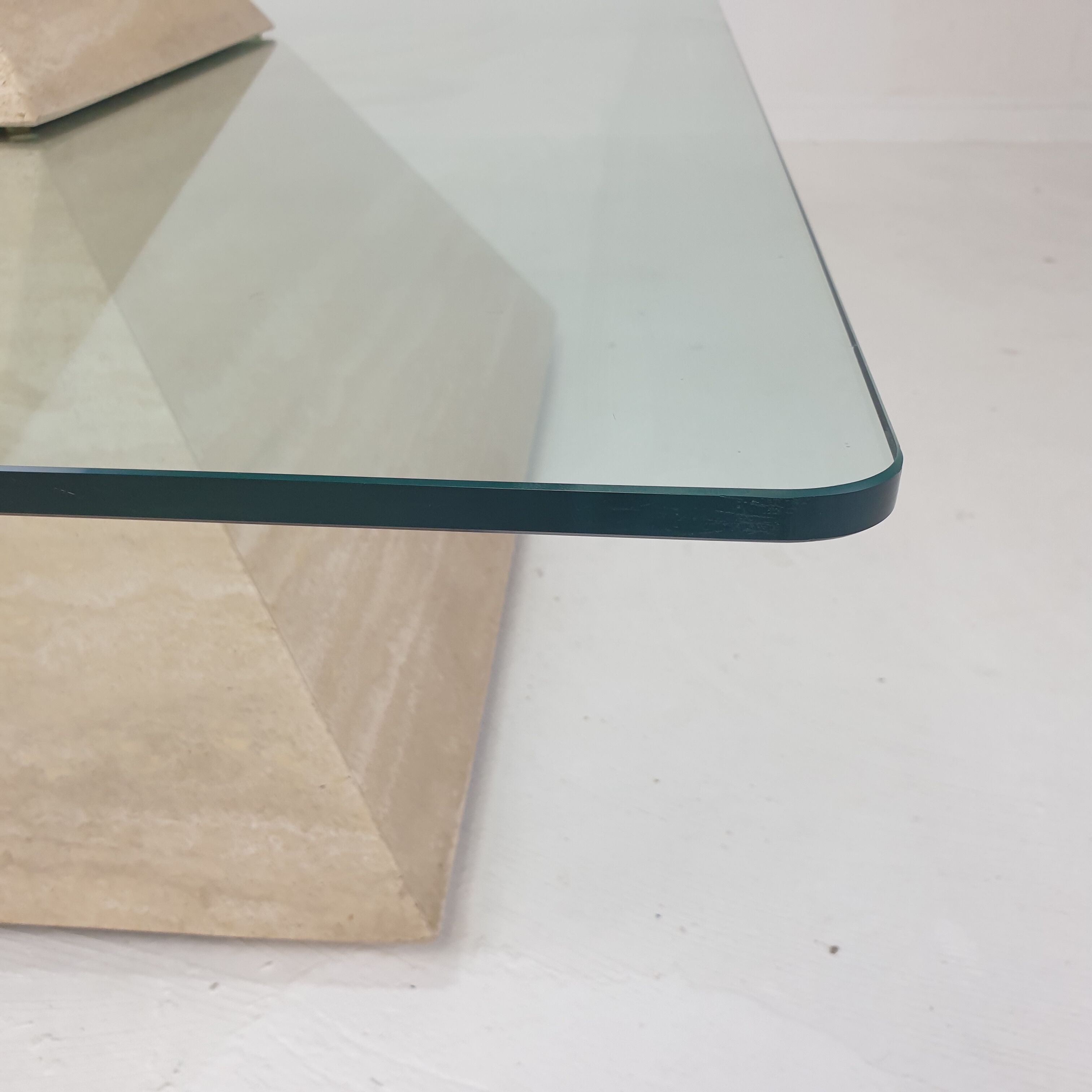 Italian Travertine Pyramid Coffee Table, 1980s