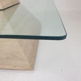 Table basse pyramidale en travertin italien, années 1980