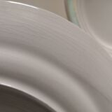 set of 9 green, white and gold Luneville plates