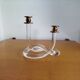 Dorothy Thorpe "Pretzel" candlestick in lucite and gilded brass 70s