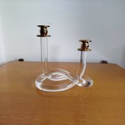 Dorothy Thorpe "Pretzel" candlestick in lucite and gilded brass 70s