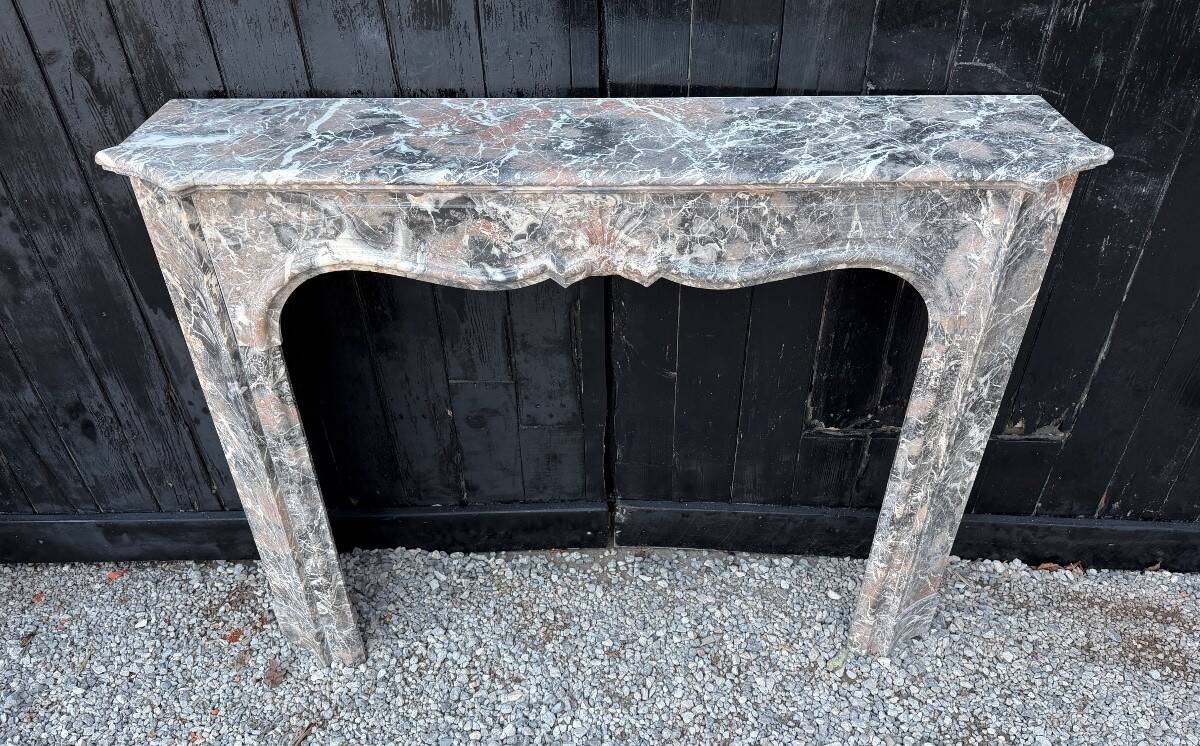 Regency-style fireplace in grey Ardennes marble from around 1900.