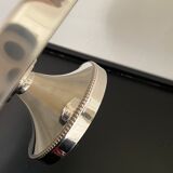 Marble cheese platter and silver metal 1970