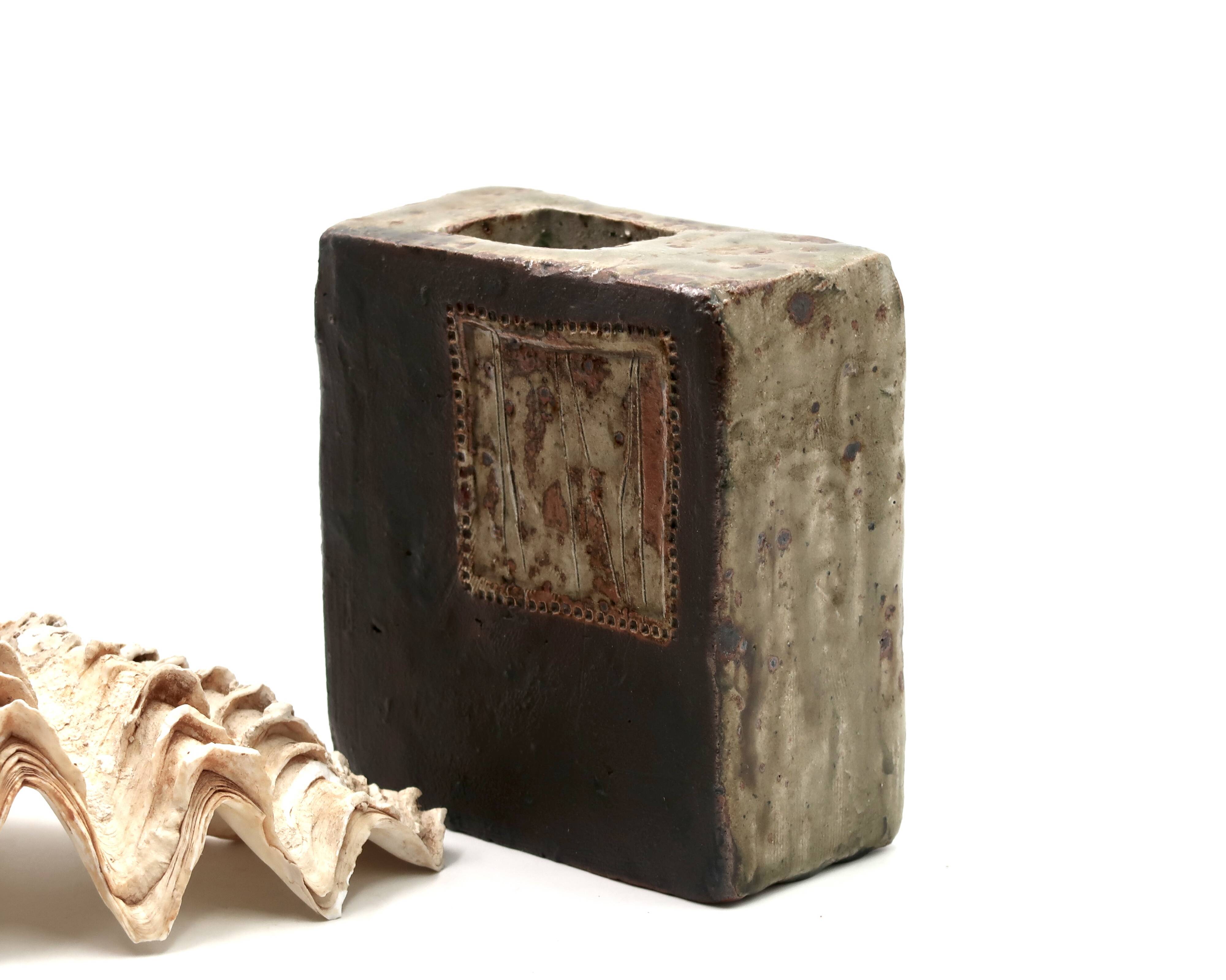 Ceramic vase by Claude Gaget, stoneware from La Borne, 1970s.