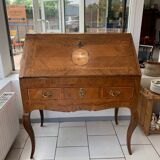 Ancien bureau dos d’âne pente marqueterie