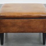 Square Sheepskin Leather Ottoman
