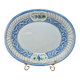 Plat ovale vintage Bassano décor bleu fleuri relief
