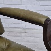 1970s, Scandinavian 2 seater sofa in original condition, green furniture leather, solid teak wood.