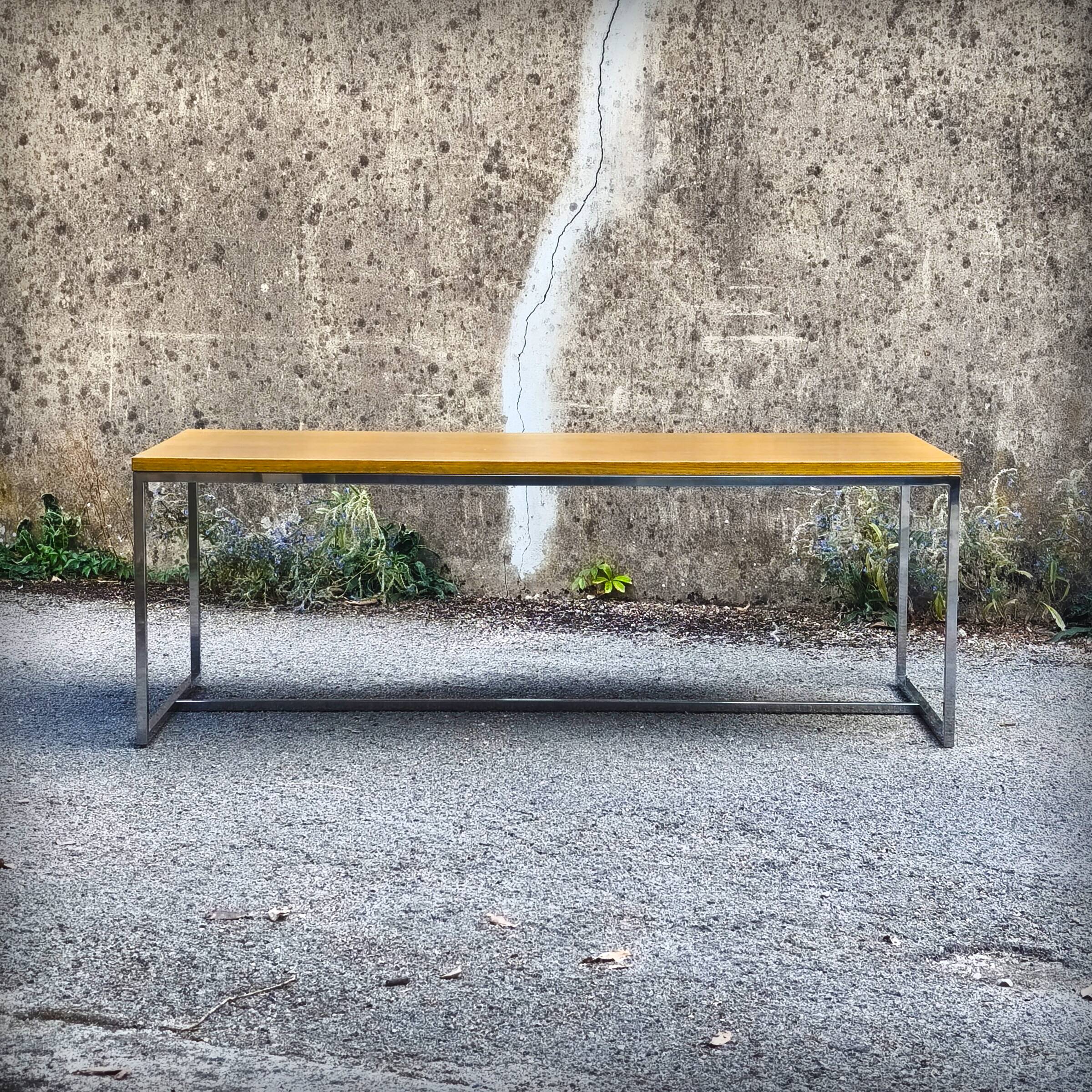 XXL coffee table in oak and chrome steel