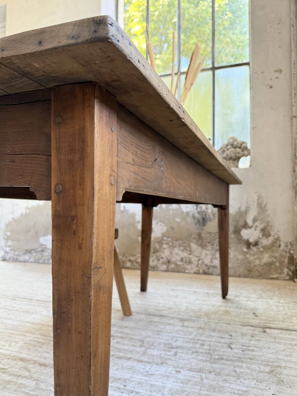 1950s oak farmhouse table with spindle legs