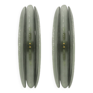 Italian wall sconces in bluish grey Murano glass and brass in mid-century modern style.