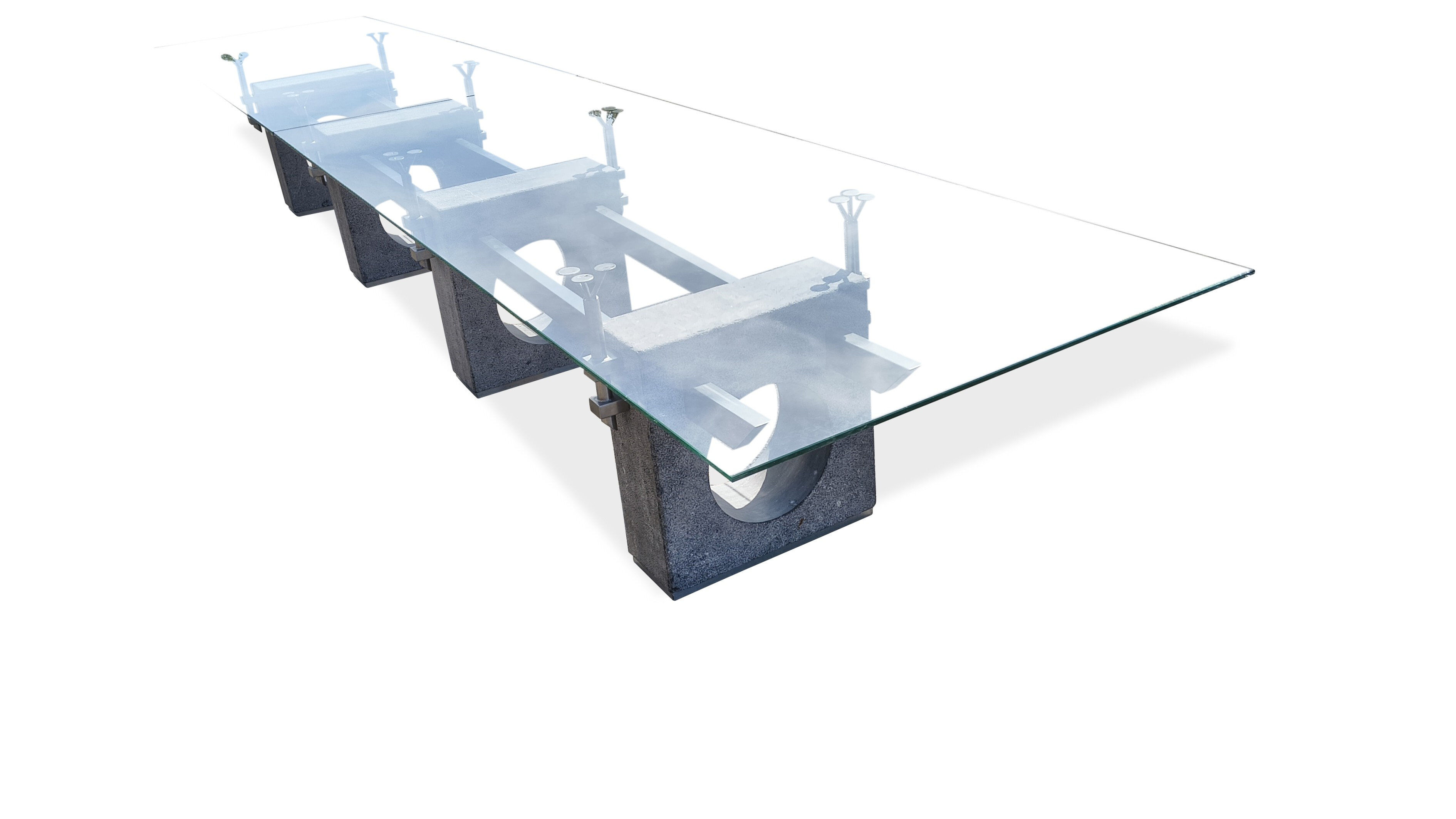 Huge brutalist concrete conference or dining table, 1970s