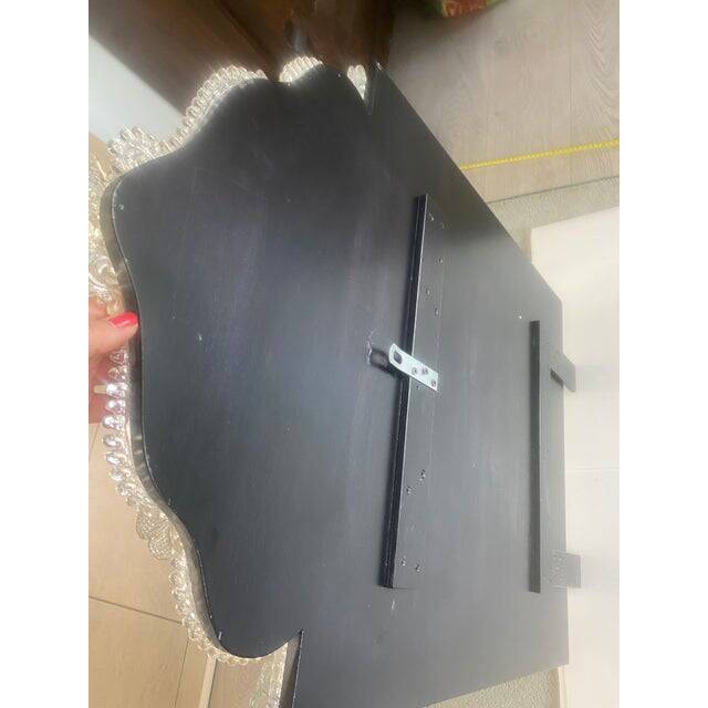 Contemporary venetian squared floreal hand-carving mirror in murano glass