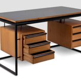 Desk in oak and lacquered metal 1970s