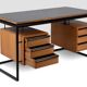 Desk in oak and lacquered metal 1970s