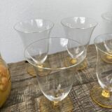 7 glasses with crystal stemmed yellow feet / cups