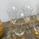 7 glasses with crystal stemmed yellow feet / cups