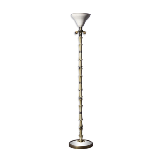 Vintage wooden and brass floor lamp Italy