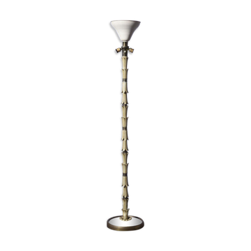 Vintage wooden and brass floor lamp Italy